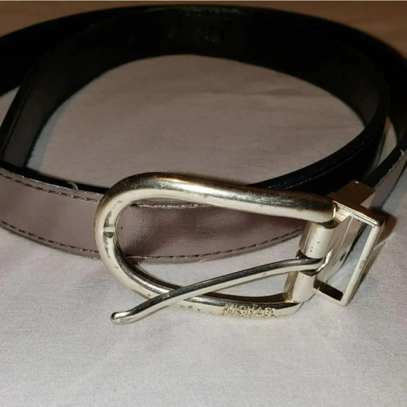 Michael Kors L Reversible blk/pewter belt - Picture 4 of 4